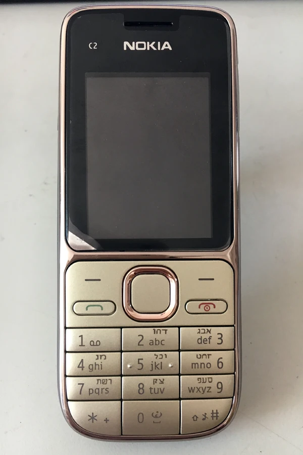 Gold Hebrew keybad Nokia C2 C2-01 разблокированный GSM мобильный телефон восстановленные сотовые телефоны - Цвет: Gold Hebrew keybad