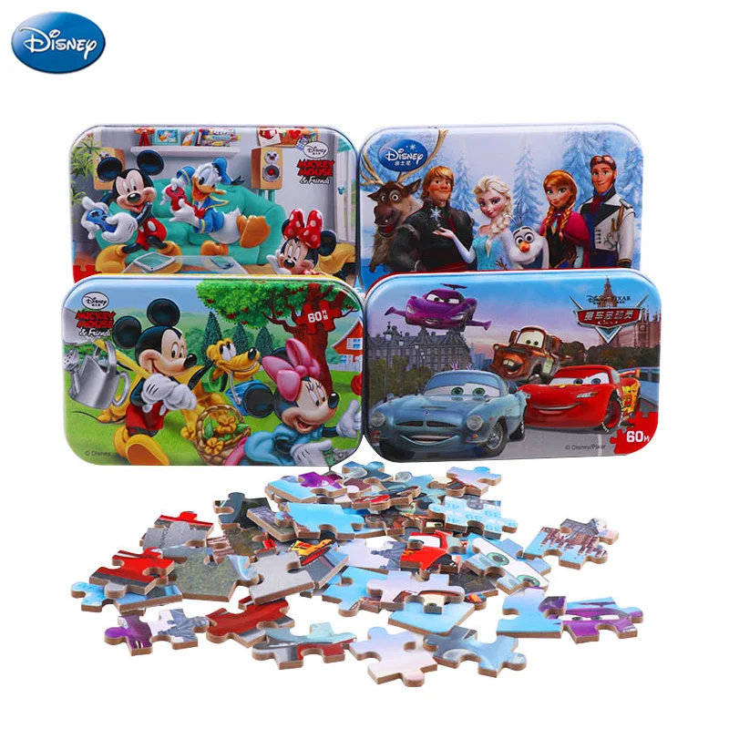 60pcs Disney Pixar Cars 3 Wood Puzzle Frozen Princess Mickey