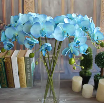 

Long 78cm EMS Free shipping artificial butterfly orchid blue silk flowers small phalaenopsis decorative flower