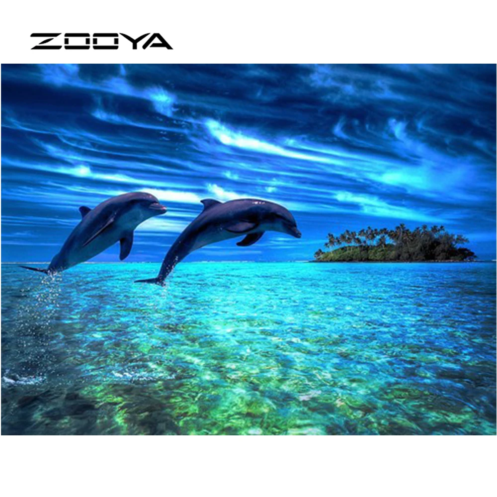 ZOOYA алмазная живопись 3D DIY Алмазная вышивка море Дайвинг дельфины Ctures по номерам