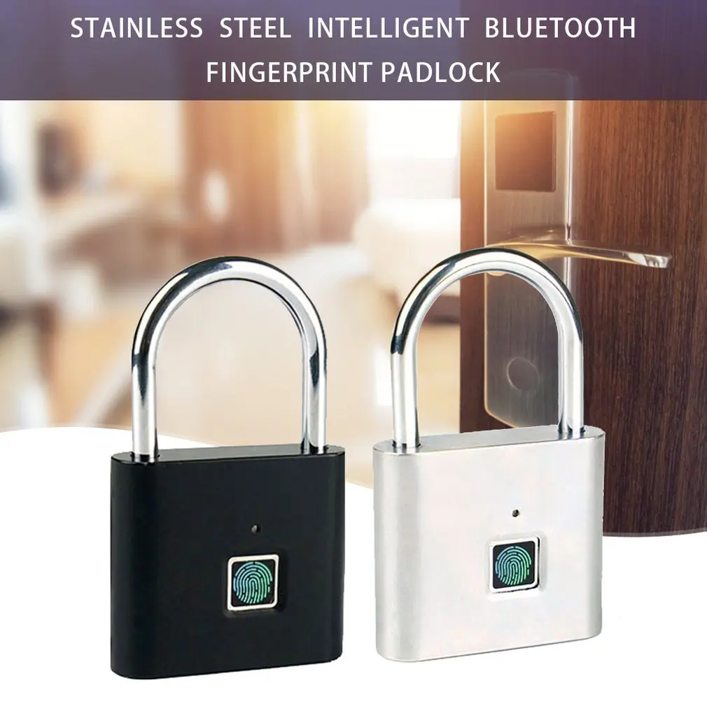 

Golden security keyless USB rechargeable door lock fingerprint smart padlock quick unlock Zinc alloy metal self developing chip
