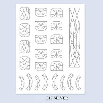 3D Nail Art Sticker Gold Silver Circle Nail Stickers Hollow Geometry Line Adhesive Slider Sticker Star Moon Decals Z0158 - Цвет: 17silver