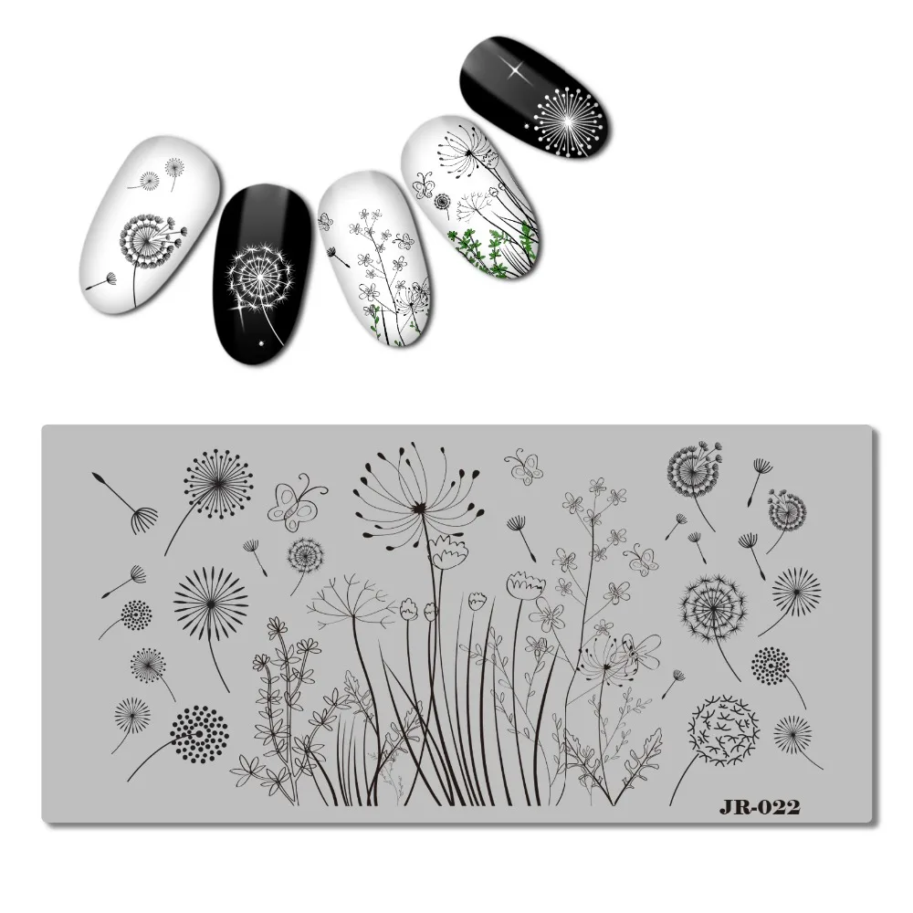 

1pc Dandelion Nail Template Tropical Plant Leaf Stamping Template Flamingo Stamp Plate Manicure Nail Stamp Tools