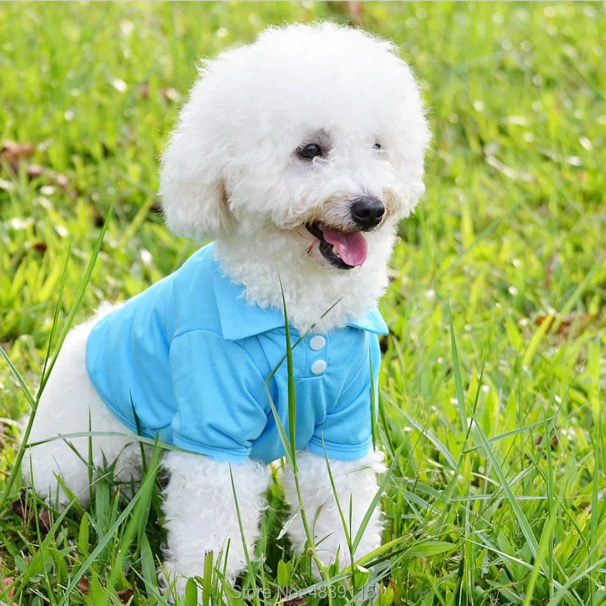

12pcs/lot Cotton Pet Dog Polo Shirts Breathable Pet Dog T-shirts Clothes for Spring and Summer