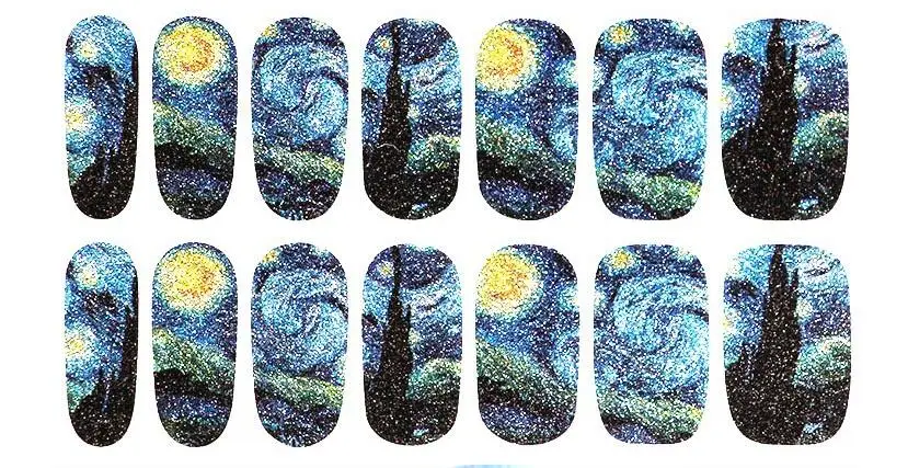 1 шт дизайн ногтей Слайдеры для ногтей наклейки s Ван Гог загадочная Звездная ночь узорная клейкая пленка для ногтей наклейки для ногтей