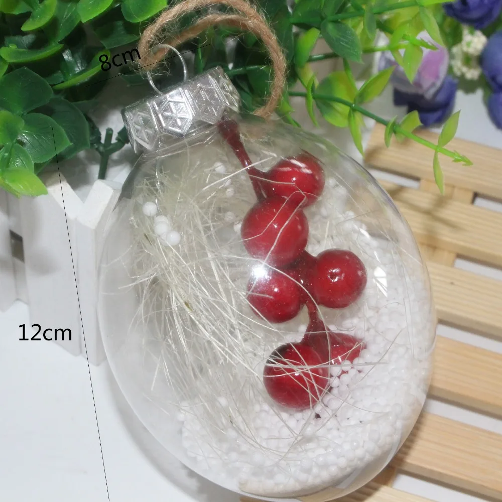 2019 Navidad 6 unids/pack Navidad Tress colgante decoraciones bola forma ovalada transparente abierto plástico transparente fiesta ornamento niños