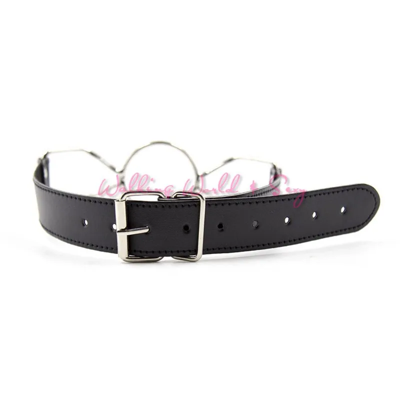 New PU Leather Metal Open Mouth Gag Oral Sex Ring Head Mouth Fixed Leather Head Harness Cosplay Sex Toys For Couple Adult Game (3)
