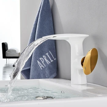 

New Arrival Innovative Basin Tap White Spray Painting bath sink faucet Bathroom Faucet Hot and Cold Water Mixer tap Crane