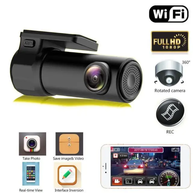 Dropship 1080P WiFi Dash Cam Recorder 170° HD Seamless Recording