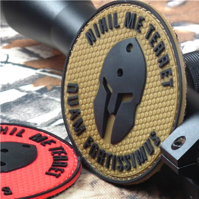 Nihil-Me-Terret-Quam-Fortissimus-Patch-Rubber-PVC-Molon-Tactical-Spartan-STICK-ON-armour-MORALE-Spartacus (2)