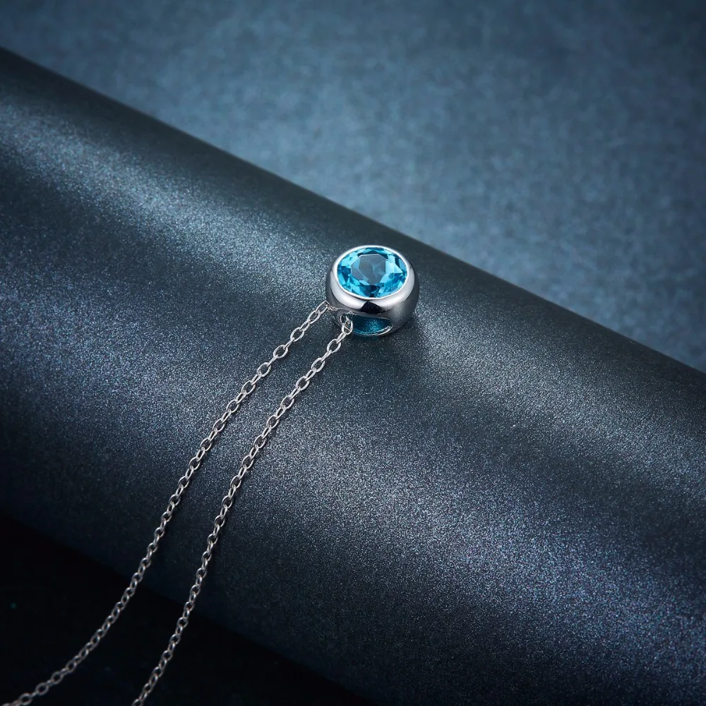 Hutang 1.65ct голубой топаз женский кулон, твердый 925 пробы Серебряная цепочка натуральный драгоценный камень изящные элегантные ювелирные изделия для подарка Новинка