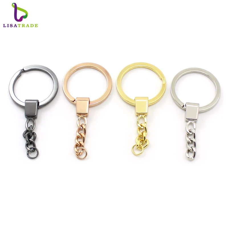 

20PCS metal alloy round key chain Silver Gold Rose gold Black Split keychain keyring Jewelry making Accessories LSDA03*20