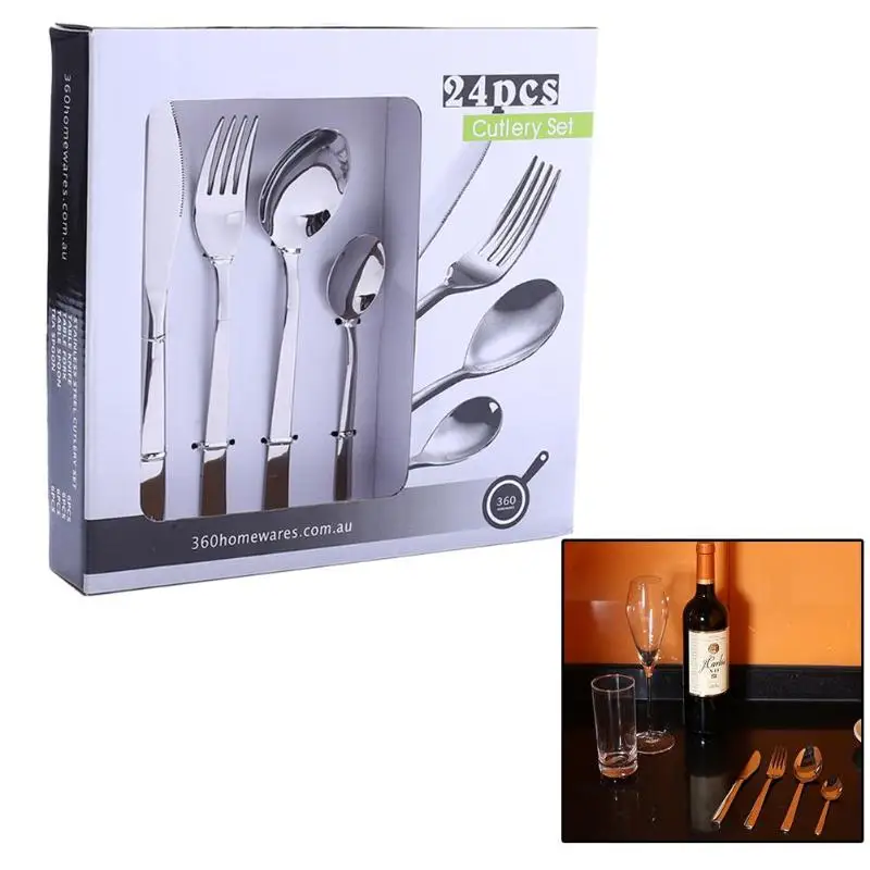 

24pc Cutlery Set Stainless Steel Tableware Dining Knives Forks Spoons