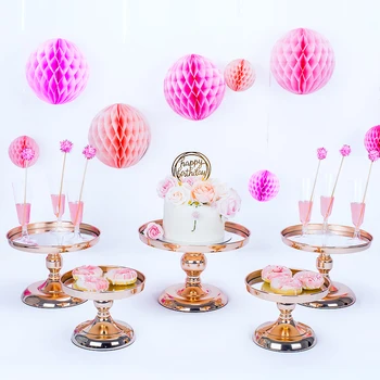 

5pcs/lot Cake Round Stand Mirror Dessert Metal Display Snack Holder Pedestal Party