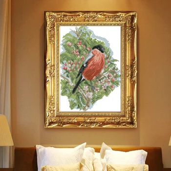 

Bird Bullfinch Cross Stitch Kits Printed patterns canvas Chinese Embroidery Needlework set Easy Cross-stitch DMC DIY Home Decor