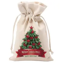 Рождественская сумка, холщовые большие сумки для конфет, холщовый мешок Санта с кулиской для рождественского подарка, многоразовый чехол для хранения ювелирных изделий