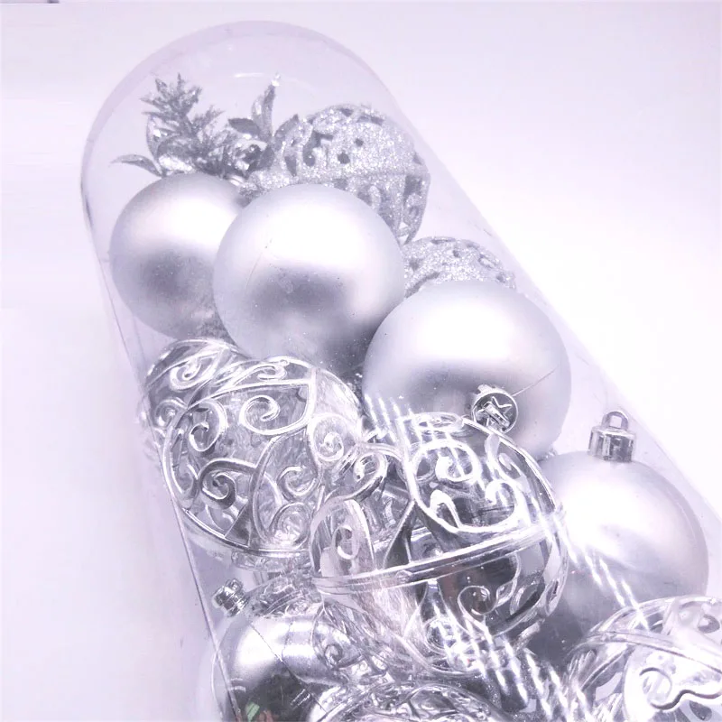 24 piezas de pintura de plástico plateado encantadores adornos de árbol de Navidad bolas de fiesta congelada colgante vacaciones y decoración del hogar 24 piezas de pintura de plástico plateado encantadores adornos de árbol de Navidad bolas de fiesta congelada colgante vacaciones y decoración del hogar