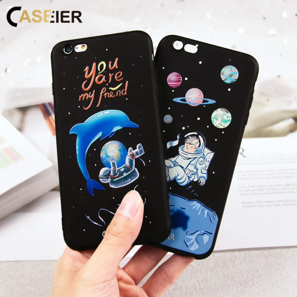 

CASEIER Space Patterned Phone Case For iPhone 5 5s 6 7 8 Plus X Soft TPU Cover For Samsung S8 S9 Plus Note 8 S6 S7 Funda Capinha