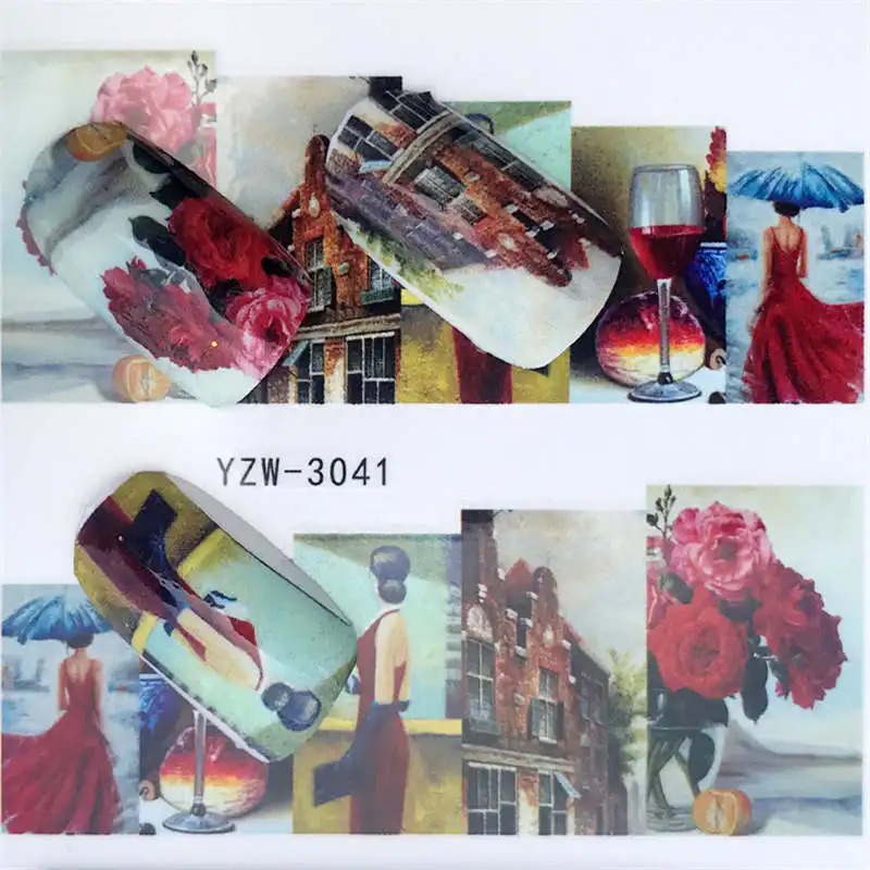 1 лист мультфильм/бабочка/летний дизайн французский ногтей Водные Наклейки Ar переводные наклейки украшения DIY - Цвет: YZW-3041