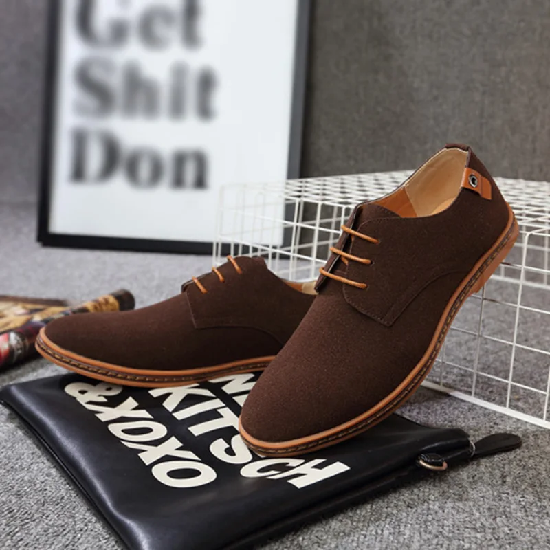 REETENE Big Size 38-48 Casual Shoes Men Fashion Flock Men Casual Shoes High Quality Suede Casual Men Shoes Spring Men Sneakers