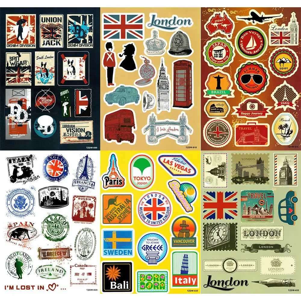 

Famous Scenic Spot Vintage Sticker on Luggage Suitcase Trolley Travel Bag Car Sticker Guitar Scooter Laptop Stickers Toy Style
