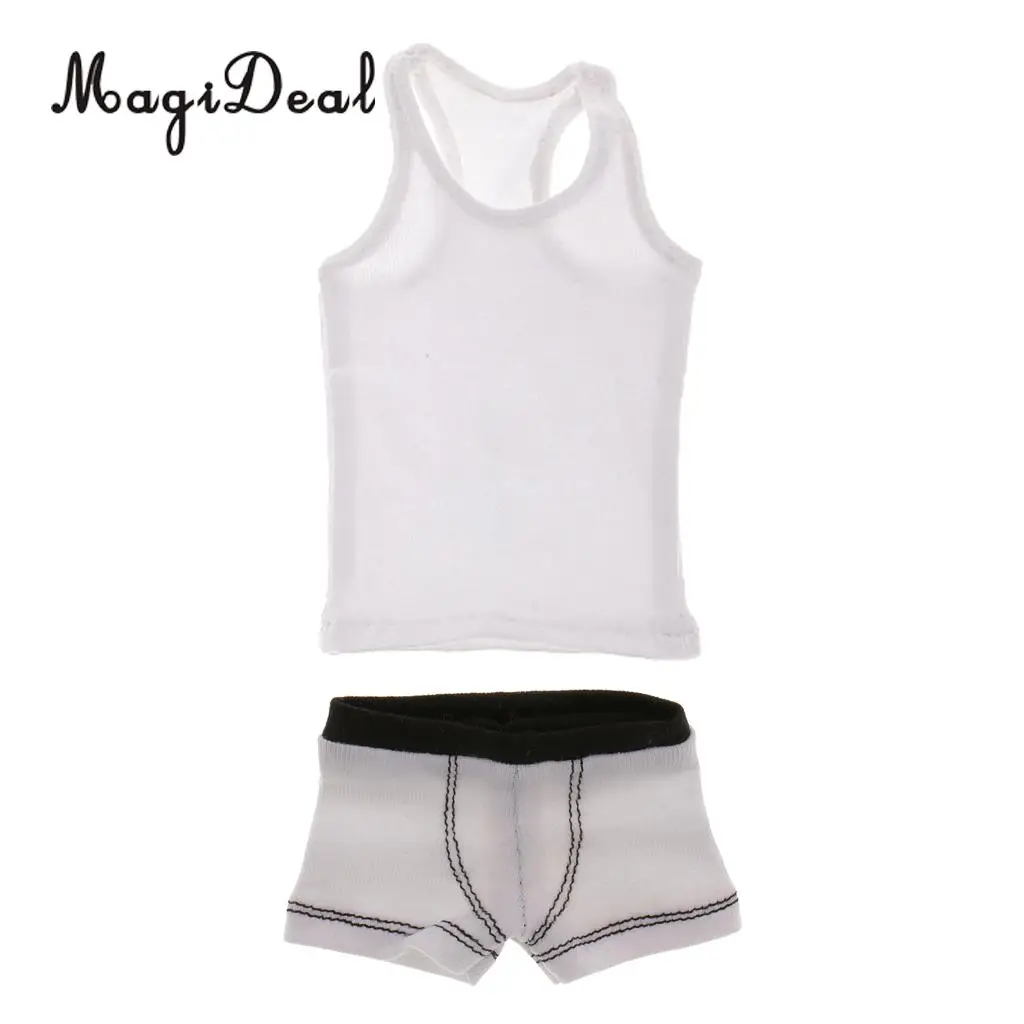 MagiDeal 1/6 Scale White Cotton Vest&Underwear Clothes for   Side Show 12 Inch Male Action Figure Body Model Dolls Acce