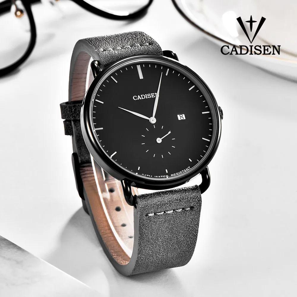 

Men Watch Top Brand Luxury CADISEN Fashion Casual Sport Waterproof Quartz Watch Genuine Leather Watchband Relogio Masculino 2019