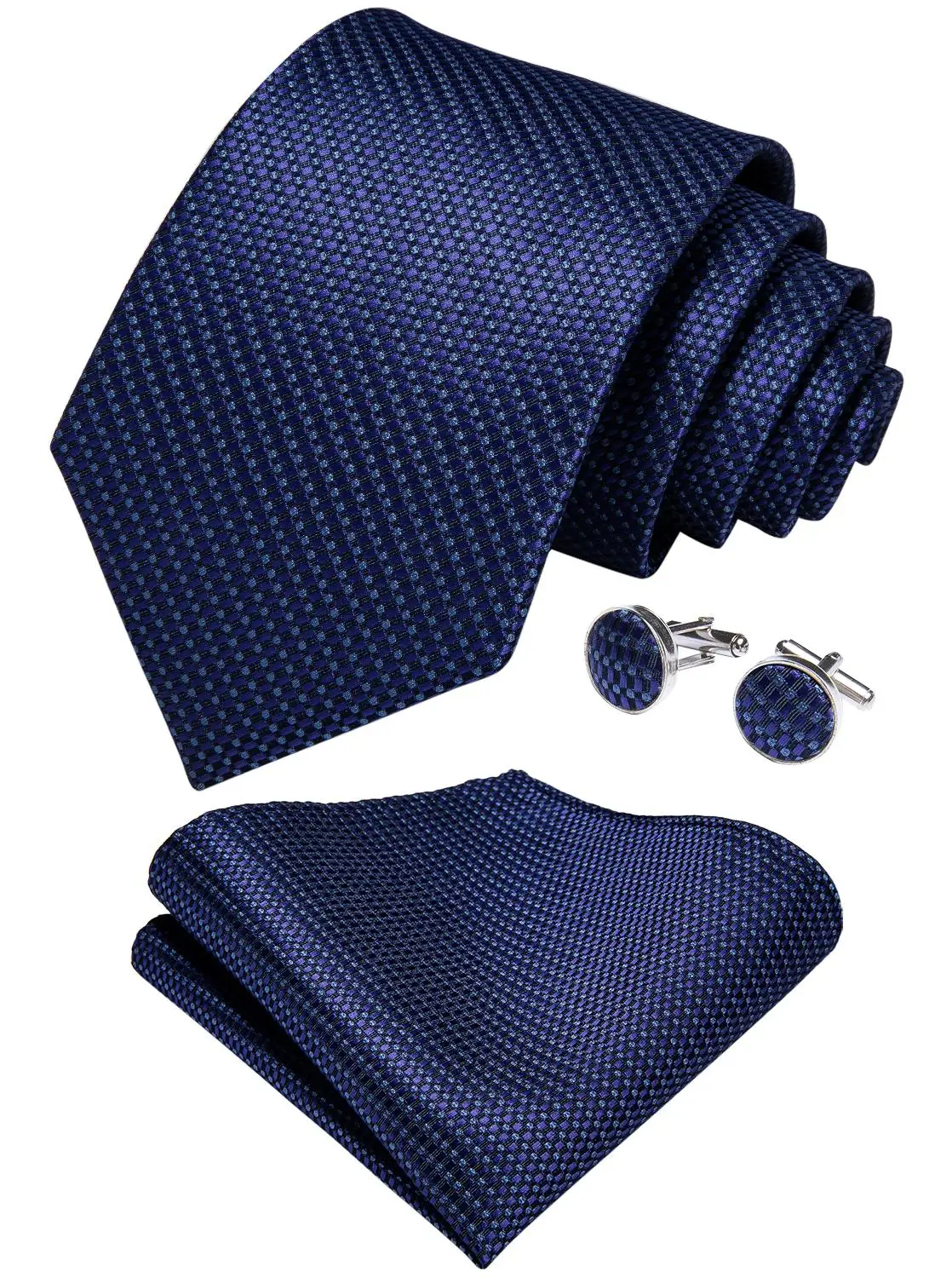 

SJT-7160 DiBanGu Luxury Blue Gift Tie for Men Handkerchief Cufflinks Men's Tie 100% Silk Necktie Business Wedding Party Tie Set