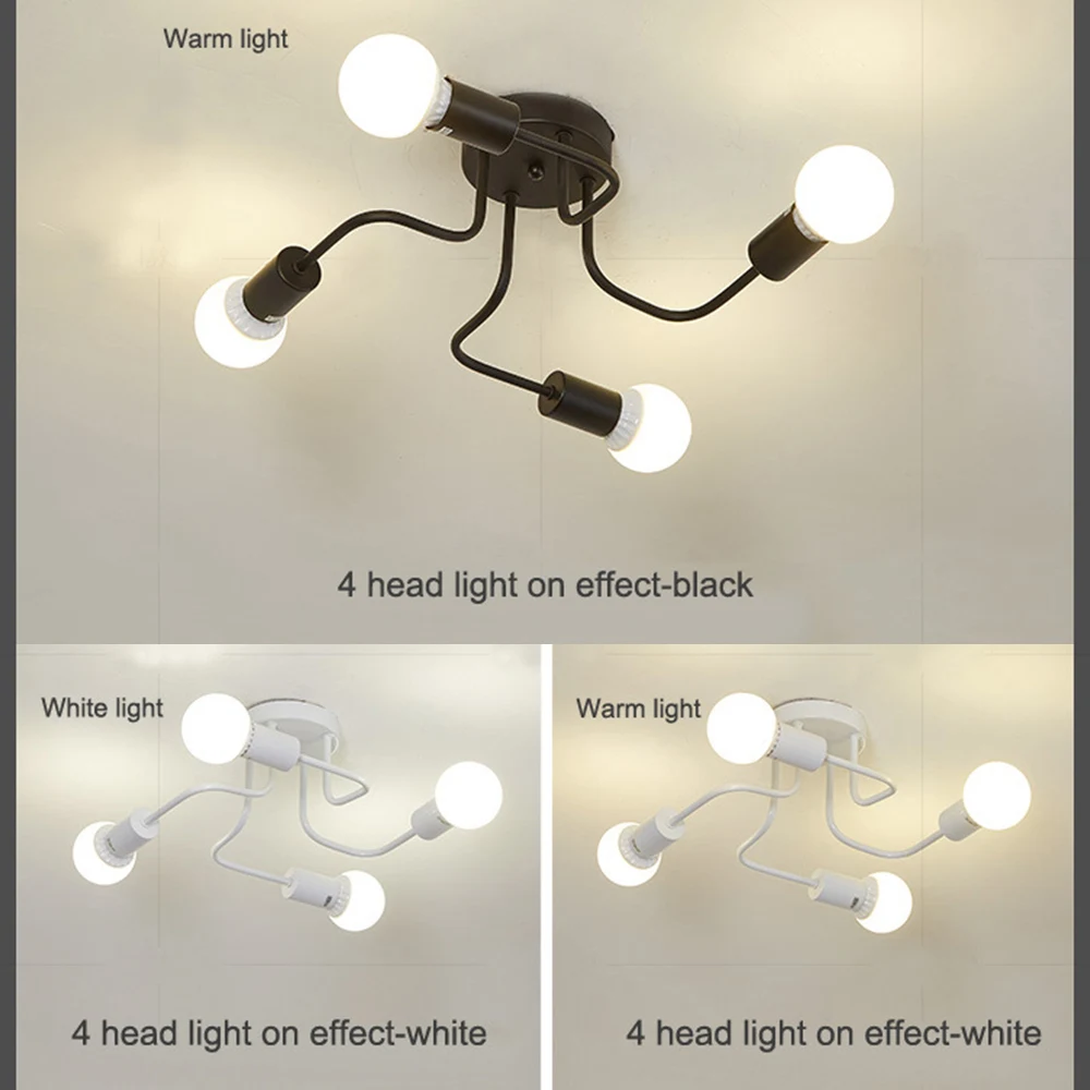 Промышленные Ретро Лофт Nordic трубы кованого стальной потолочный светильник 4 головки лампы для украшения дома ресторан столовая кафе бар