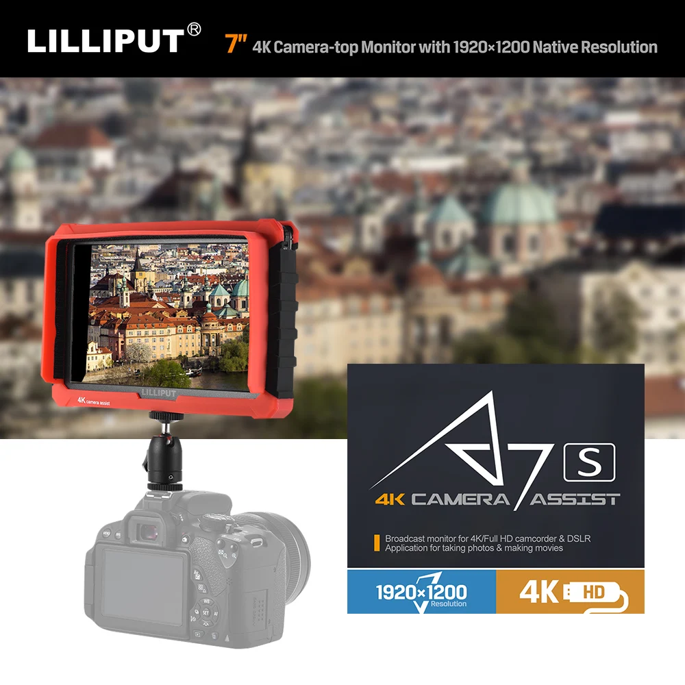 Lilliput A7S 7 дюймов очень тонкий ips Full HD 1920x1200 4 K HDMI Камера видео с полевым монитором для цифровой зеркальной камеры Canon Nikon sony цифровая зеркальная камера Камера