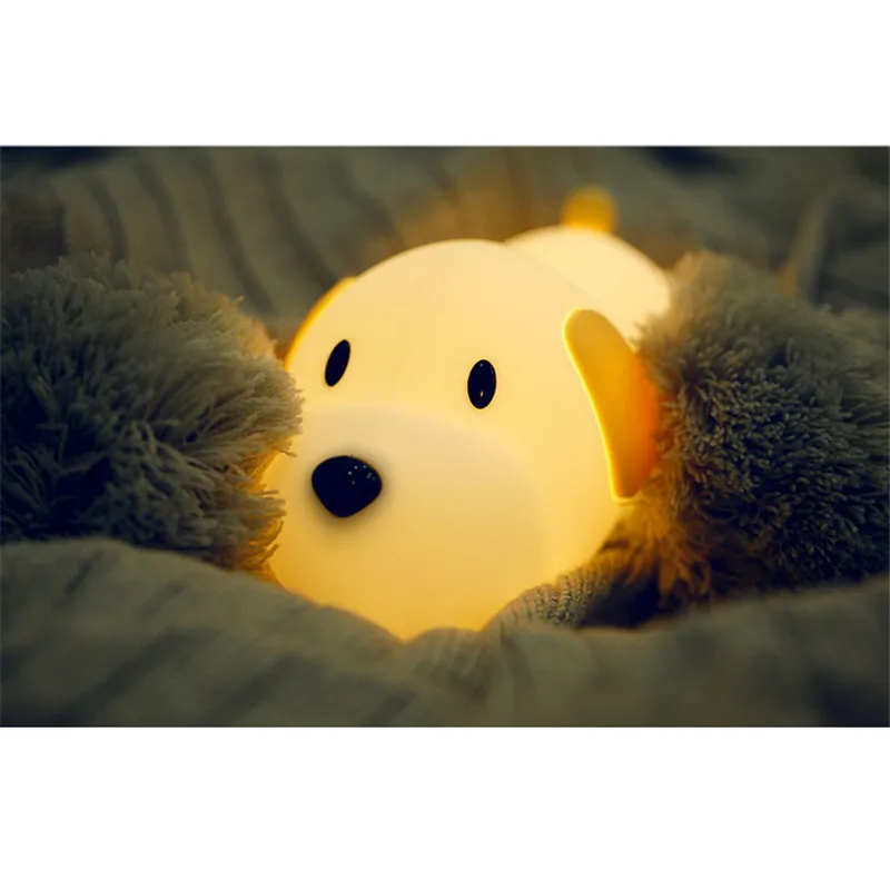 

Cute Puppy Touch Control LED Night Light USB Rechargeable Creative Dog Silicone Bedroom Bedside Lighting Lamp Kid Room Display