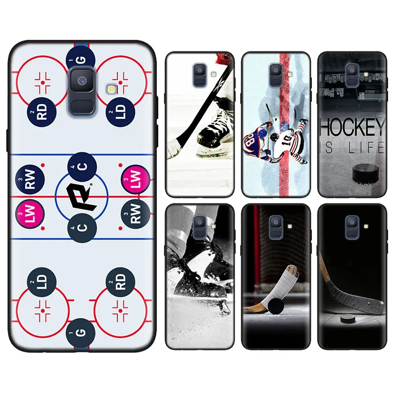 

ice hockey Black Soft Cases for Samsung Galaxy J6 J8 J4+ J6+ S9 S10 Plus S10e M10 M20 M30 Silicone Cover