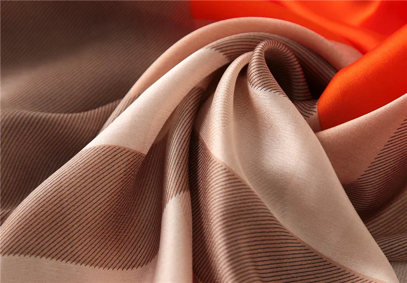 Визуальные оси шелковая шаль Женская мода Длинный Чистый платок яркие красочные полосатые шелковые шарфы