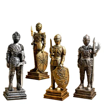 

European Style Retro Creative Roman Soldiers Statue Living Room Warriors Home Decor Artesanato Vintage Antique Statues Figurines