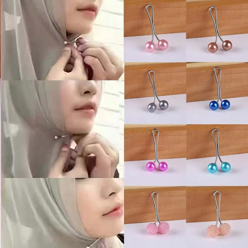 

12PC/Set Seaside Crystal Candy Color Party Women Ethnic Style Brooch Imitation Pearl Yang mei ball Exquisite Scarf Buckle