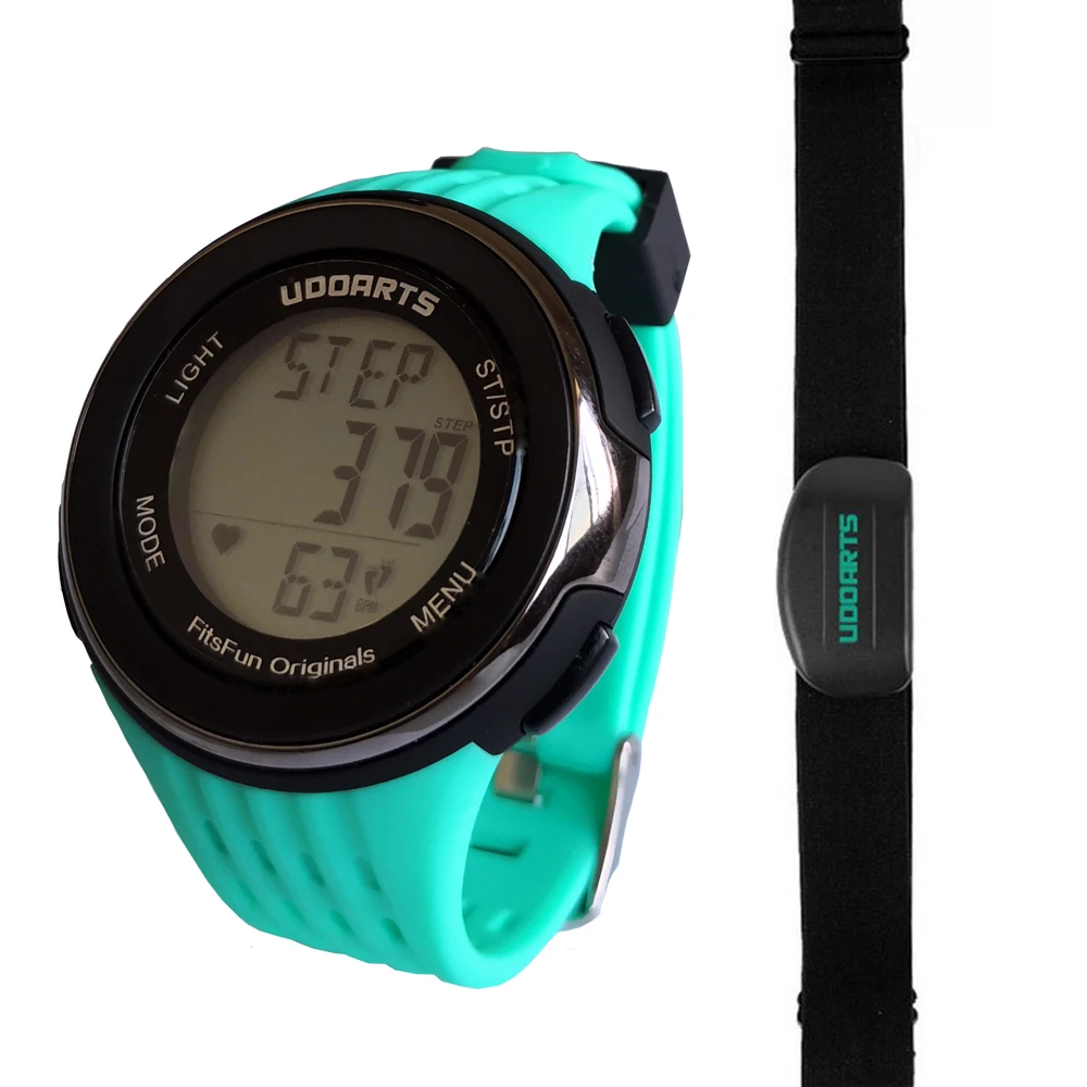 [Upgraded]Udoarts HRM with Pedometer Heart Rate Monitor Watch & Chest Strap 2 &Pack of 5