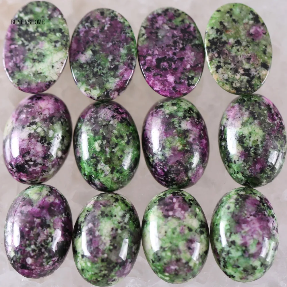 

For Jewelry Making Pendant Bracelet Earrings 15x20MM Oval Natural Stone Beads Red Green Zoisite CAB Cabochon 5Pcs K1504