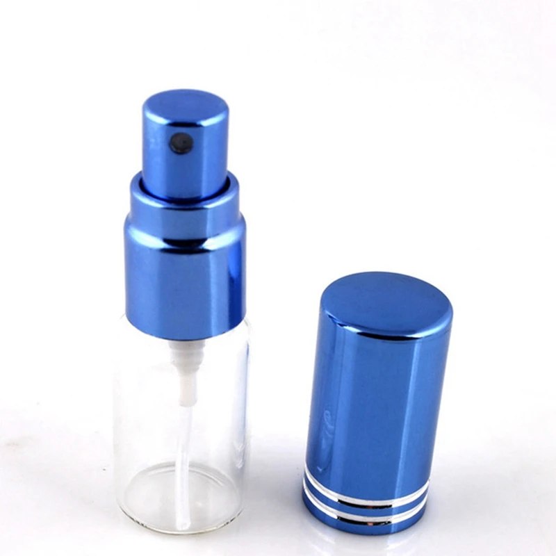 1pac 10 мл/5 мл портативный цветной стеклянный многоразовый флакон с пустой распылитель для парфюмерии косметические контейнеры с распылителем для путешествий - Цвет: Blue