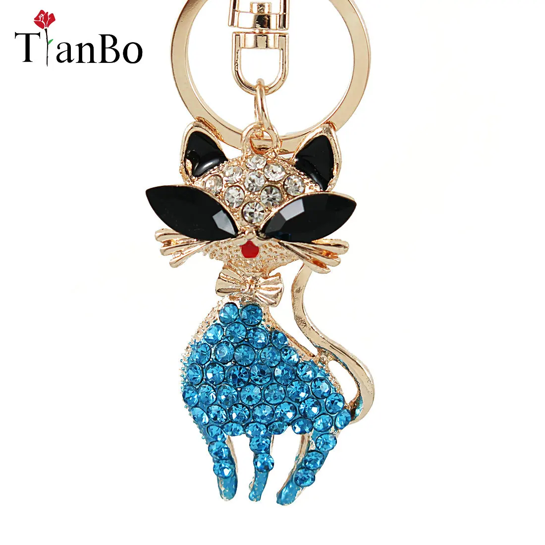 

women bag charm trinket rhinestone animal Cat car key chain keyring bag key fobs holder keychains birthday gift souvenir jewelry