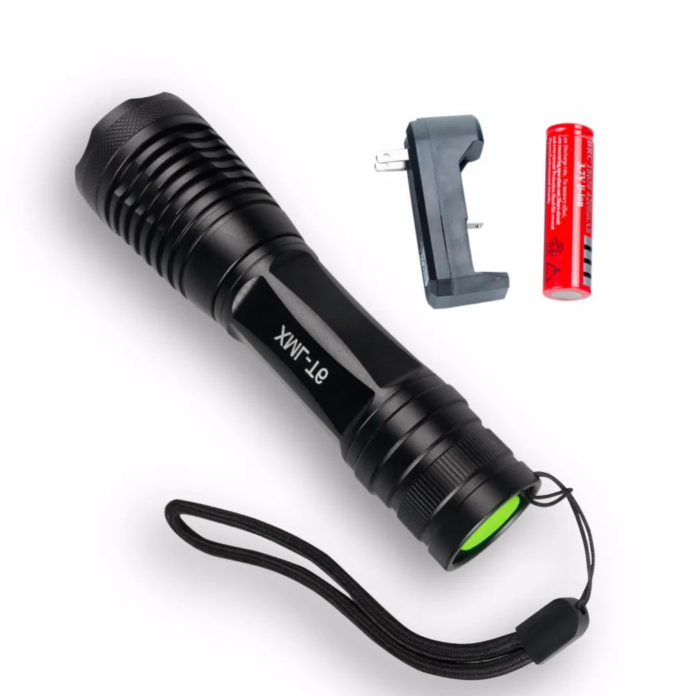 LED Flashlight Zoomable Linterna Torch Flashlights 8000 Lumenes XML T6 Flash Light Self Defense Outdoor Rechargable 18650 | Освещение