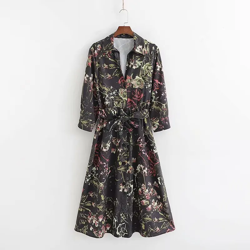 

Hot sale The European and American fashion flower print dress XD50-1856