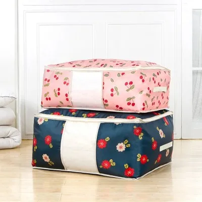 

Fashion Printed Oxford thickening quilt finishing bag clothes arrangement storage bag with window free shipping
