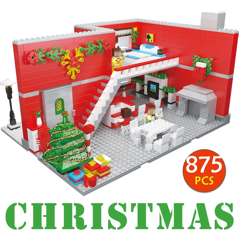 

875Pcs Winter Series Designer Building Bricks Compatible Legoingly Christmas Party Carnival night Gifts Technic Toys