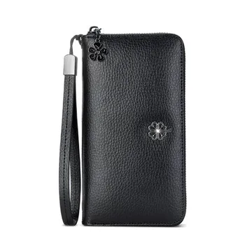 

New Ladies genuine Leather wallet women Purse female long zipper wallet