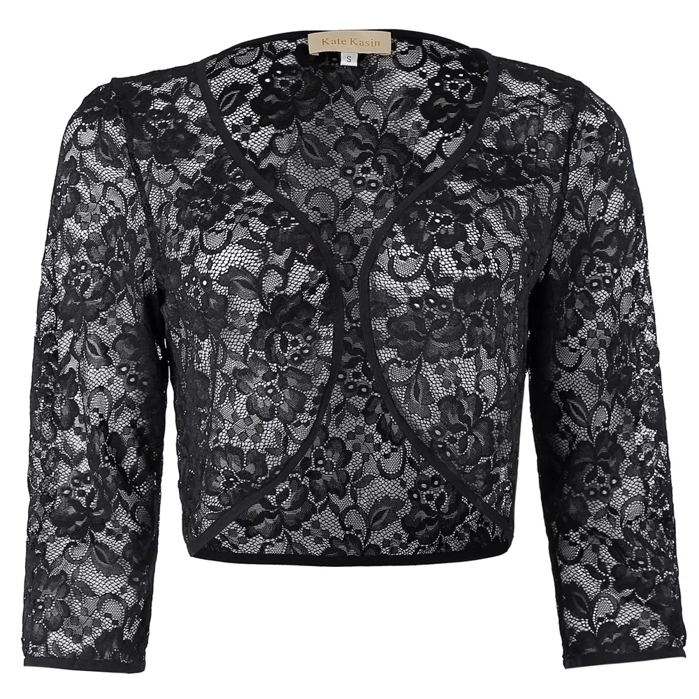Lace Bolero Elegant Ladies Shrug 3/4 Sleeve Big Size Sexy Black White