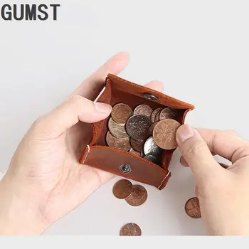 

GUMST Original Vintage Genuine Crazy Horse Leather Cowhide Men Women Small Coin Purse Money Pocket Female Male Casual Coin Bag