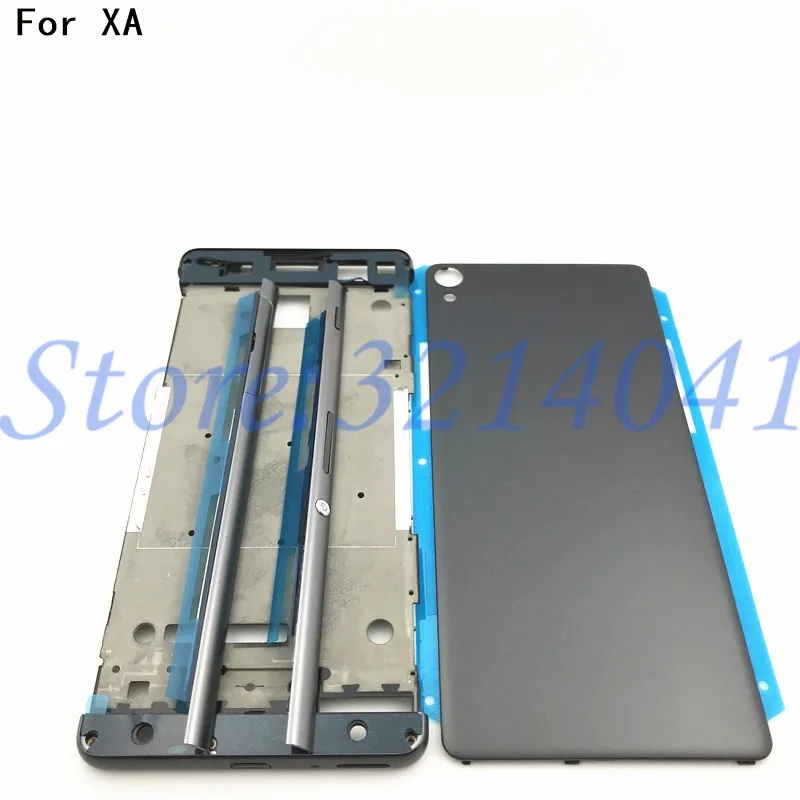 Full Housing Middle Front Frame Bezel Housing For Sony Xperia XA F3111 F3112 F3115+ Side Rail Stripe with Side Buttons+Logo