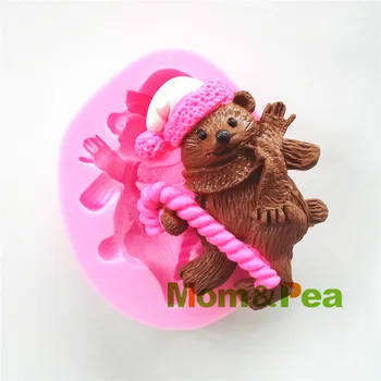 

Mom&Pea 0438 Free Shipping Christmas Bear Silicone Mold Cake Decoration Fondant Cake 3D Mold Food Grade DIY Silicone Mould