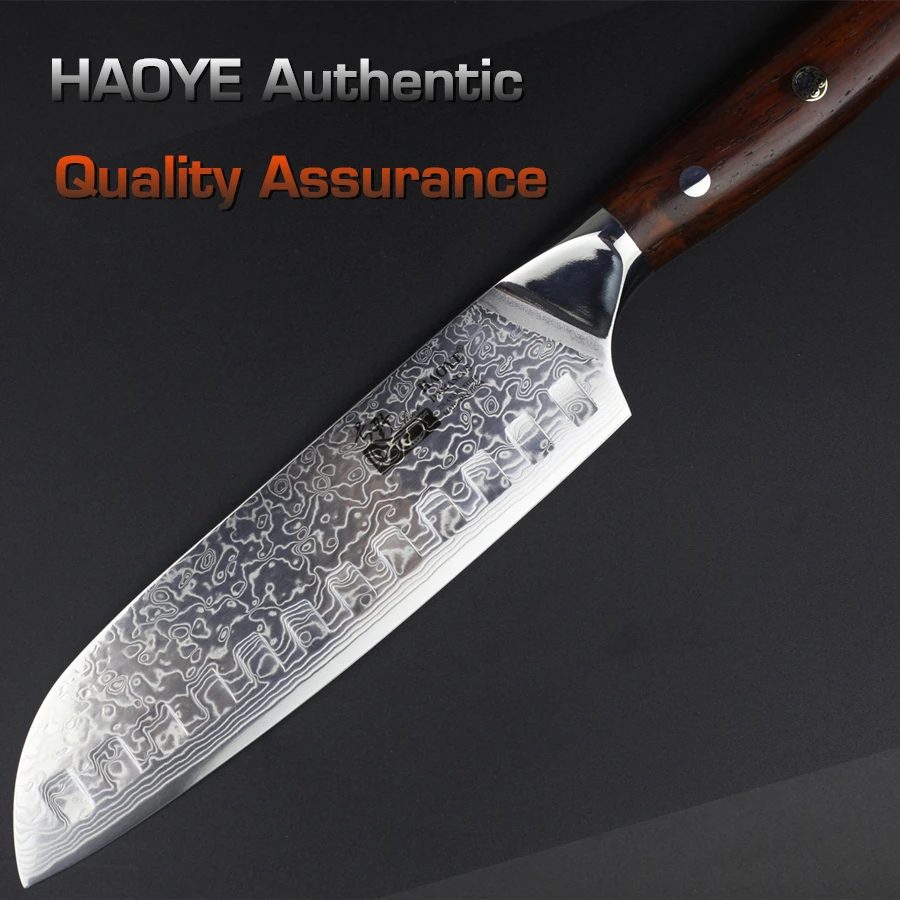 Японский нож santoku vg10 7 &quotдамасский стальные кухонные ножи красивый ручка из