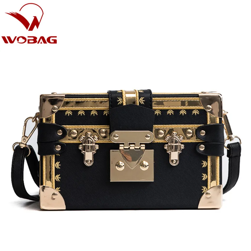 

Women Messenger Bags Panelled Box Bag Rivet Crossbody Shoulder Black/Red Bags Small Handbag Purse Vintage Handbags Clutch Retro